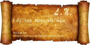 Létai Nikodémia névjegykártya